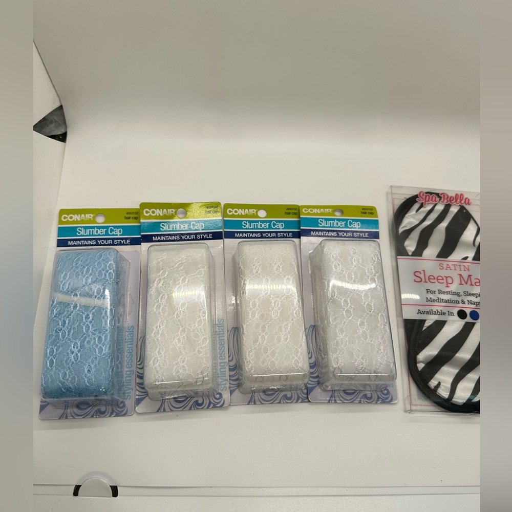 Conair Slumber Sleep Caps X4 and 1 Satin Sleep Mask All New in Package